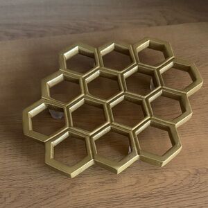 Cost Plus World Market Gold Honeycomb Trivet